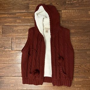 Comfy Maroon Fluffy Sweater/Vest
